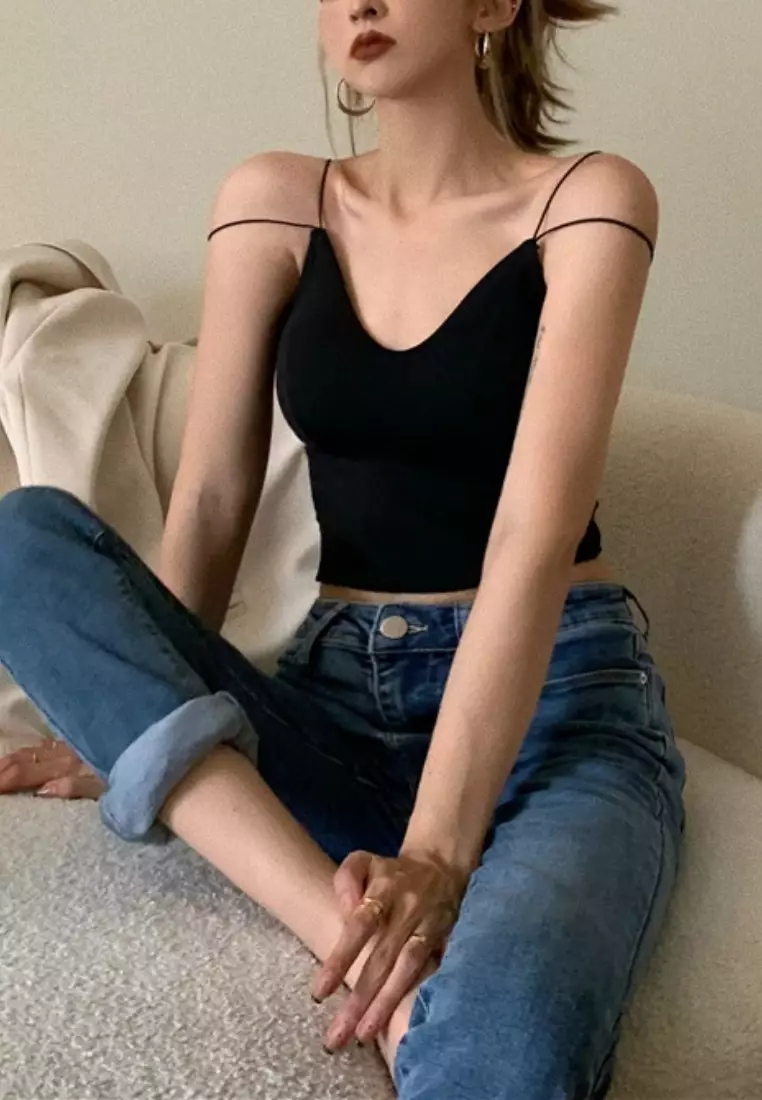 Premium Reina Corset Top Seamless Bralette Top in Black