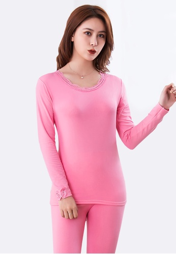 LYCKA pink SWW9234b-Lady Two Piece Casual Pajamas Set (Pink) 6B941AA5350DC7GS_1