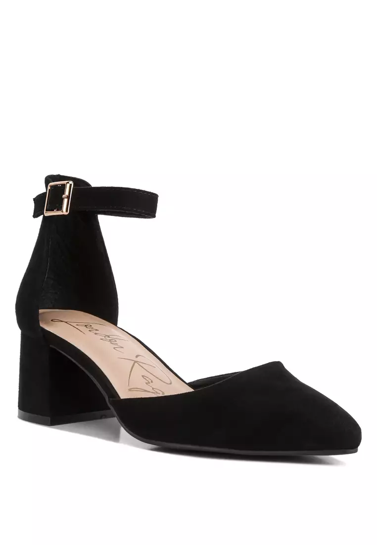 BOSS - Block-heel pumps in suede with pointed toe