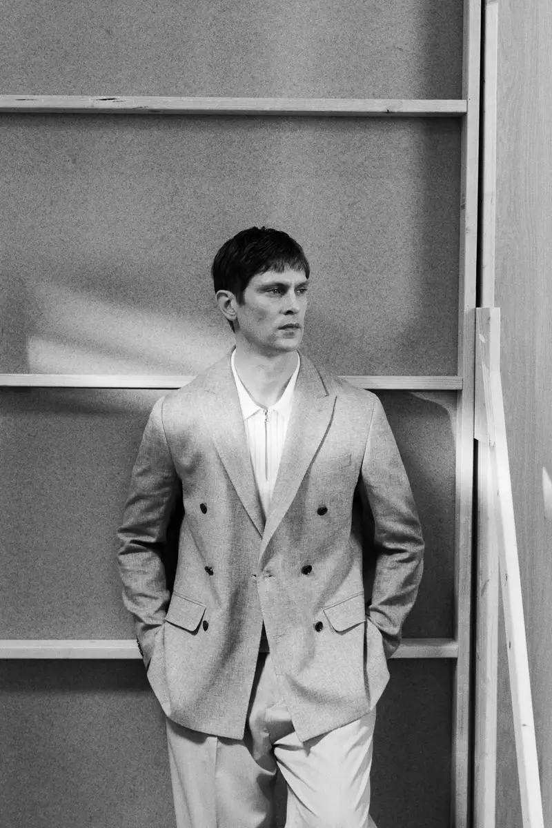 Relaxed Fit Double-breasted linen-blend jacket