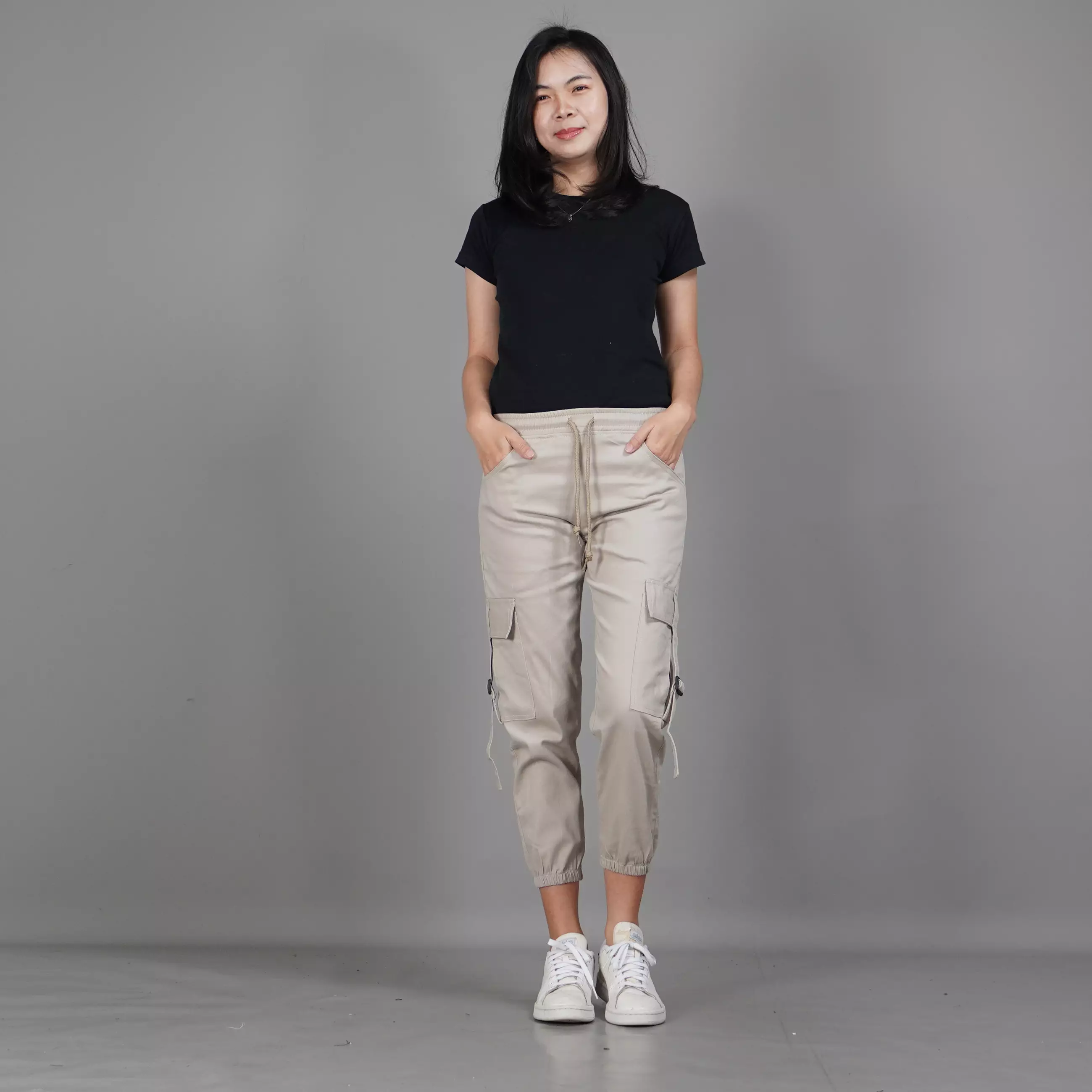 FIRA Cargo Jogger Pants Wanita Celana Cargo Jogger Cargo Pants 3/4 - KREM