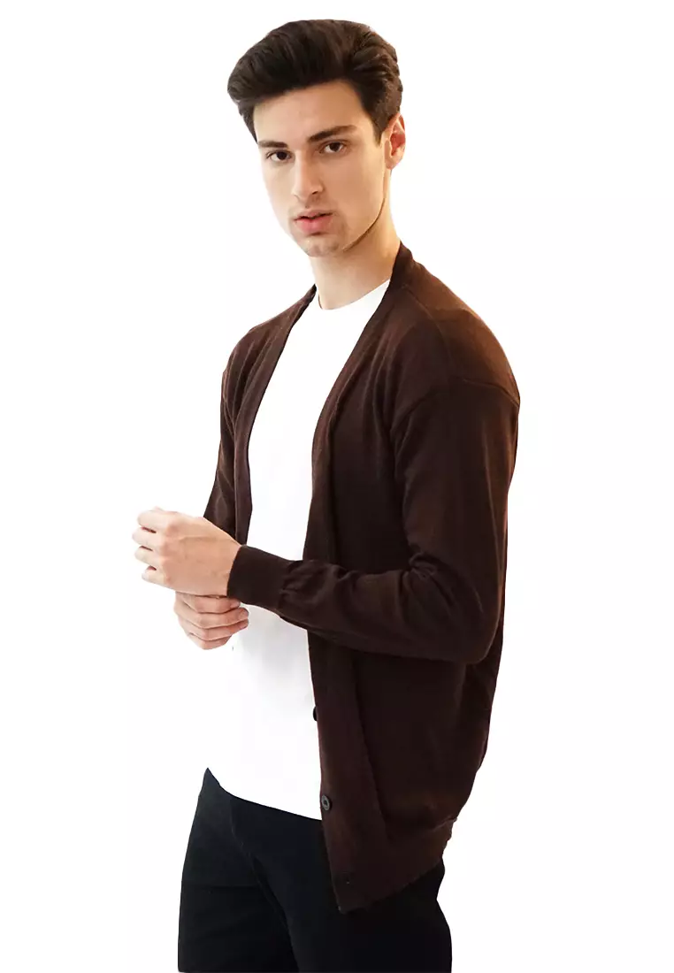 Houseofcuff Cardigan Pria Oversize Sweater Korea Big Size Jumbo Cokelat