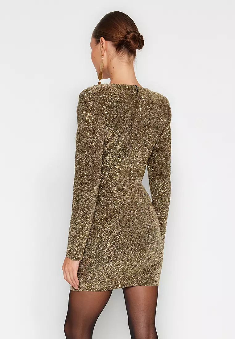 Fitted Sequin, Shimmering Sequin Evening Dress