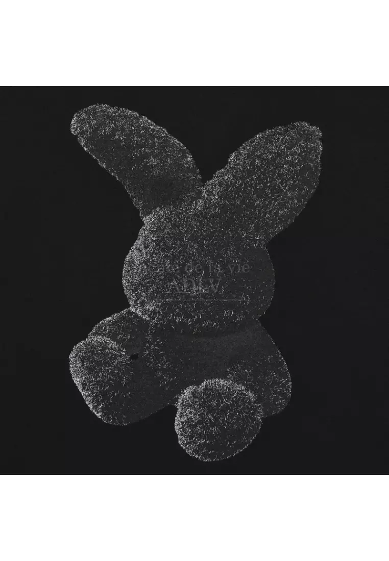 ADLV Black Fuzzy Rabbit Short Sleeve T-Shirt Black