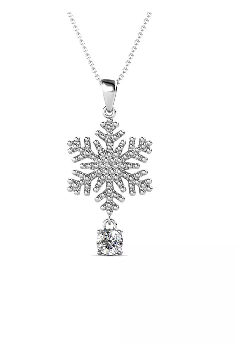 Her Jewellery Snowing Pendant (White Gold) - Luxury Crystal Embellishments plated with 18K Gold