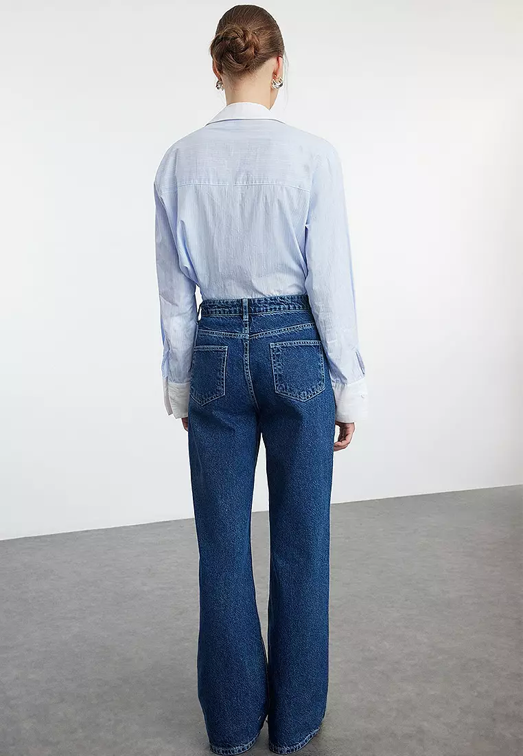 Cotton High Waist Flared Jeans