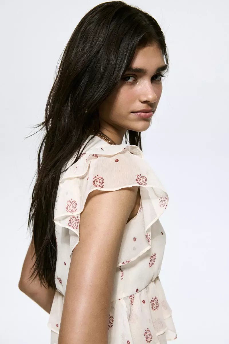 Frill-trimmed chiffon top