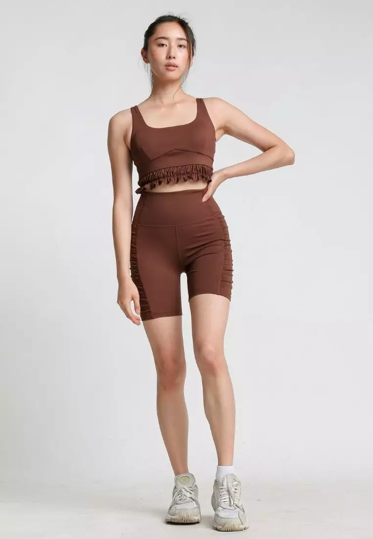 NAKD Lux Sueded Ruched Crop Top Bra