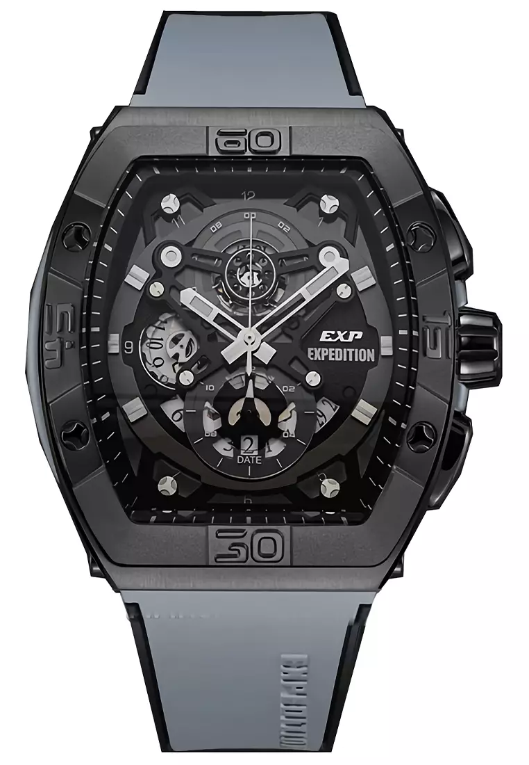 Expedition - Jam Tangan Pria - Black - Grey Rubber Strap - 6800 MCRIPBAGR