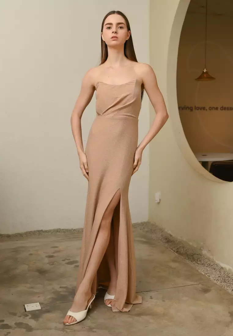 抹胸晚宴连衣裙