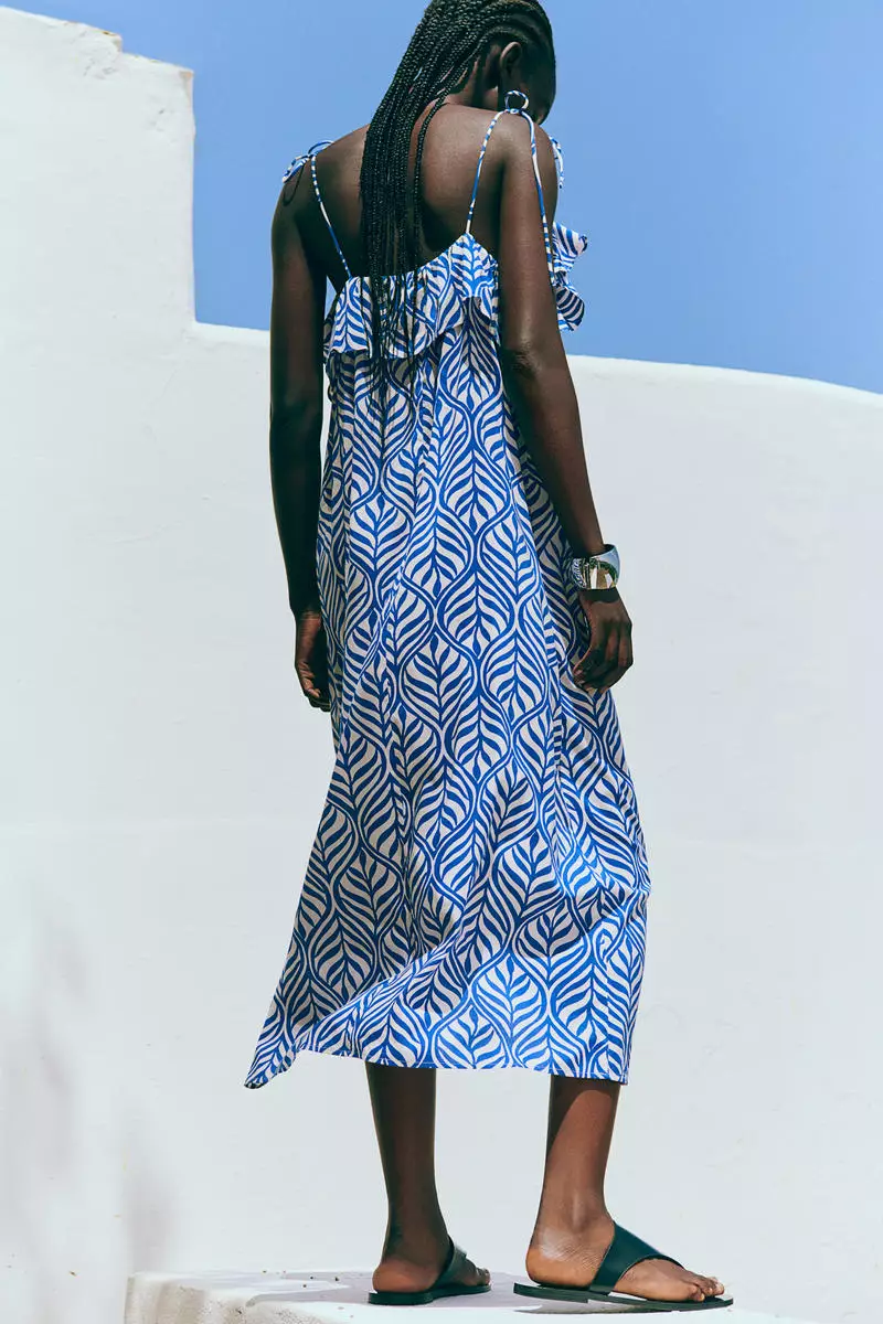 Frill-trimmed strappy dress