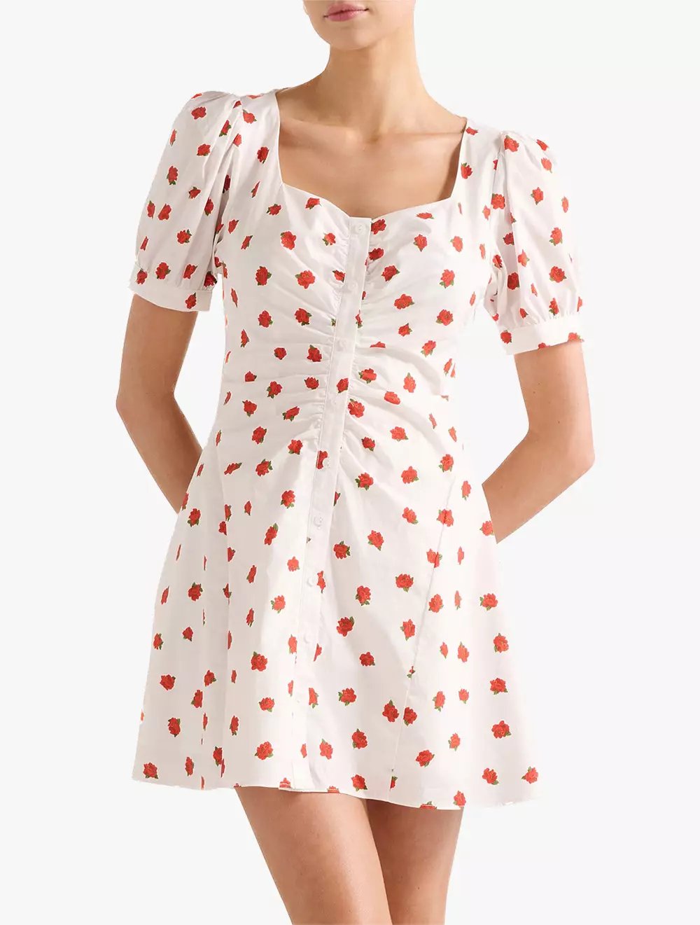 Mallory Gathered Cotton Mini Dress