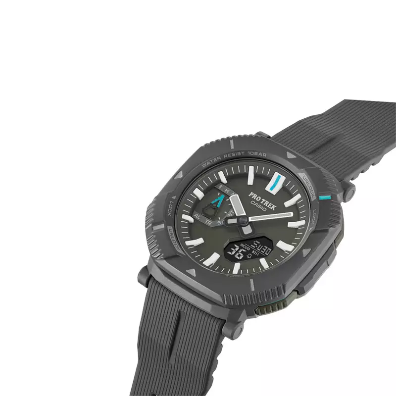 Jam Tangan Pria Casio Pro Trek PRJ-B001-1DR Tough Solar Hiker Line Digital Analog Dial Black Resin Band