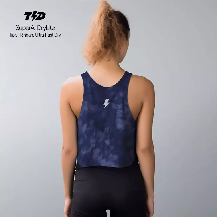 LSD37 Tanktop Crop Gym Weight Lifting "tie dye navy" superairdrylite