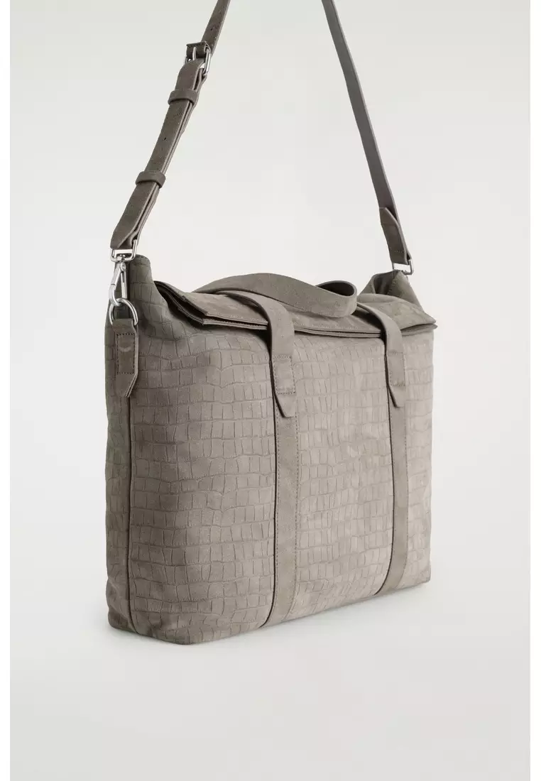 BRUNSWICK MESSENGER BAG - CROC-EFFECT SUEDE