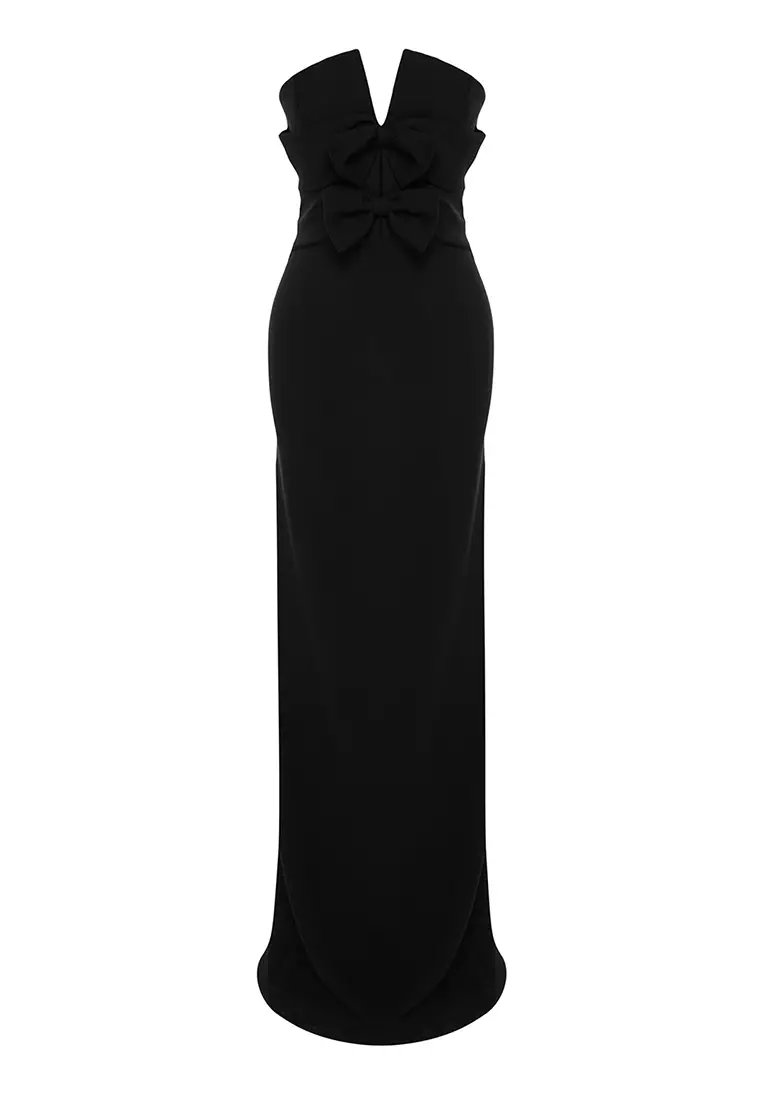 Black Woven Chic Evening & Graduation New Year's Dress
