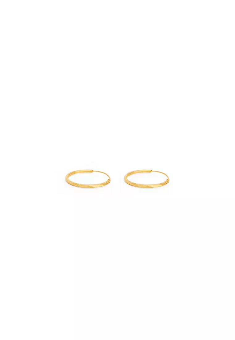 916/22K Gold Round Earrings S77C (M Size)