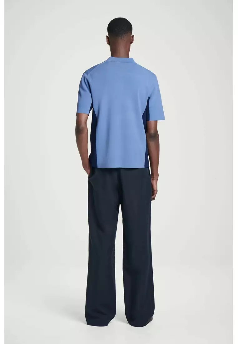 MESH-PANEL ZIP-UP POLO SHIRT