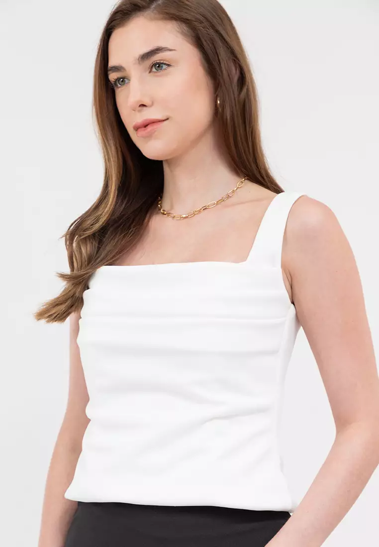 Mona Squareneck Draped Top