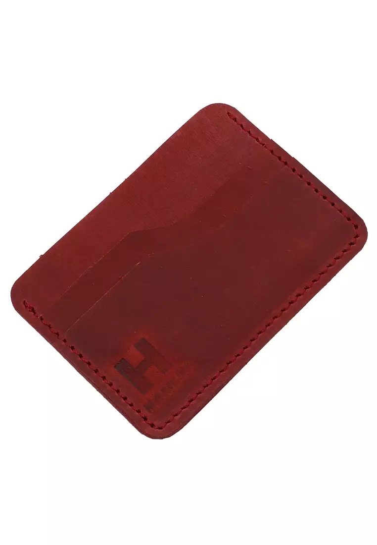 Zackly Card Wallet Fashion Pria Handmade Crazy Horse Slim Material Genuine Leather CWZ2 ORIGINAL - Maroon