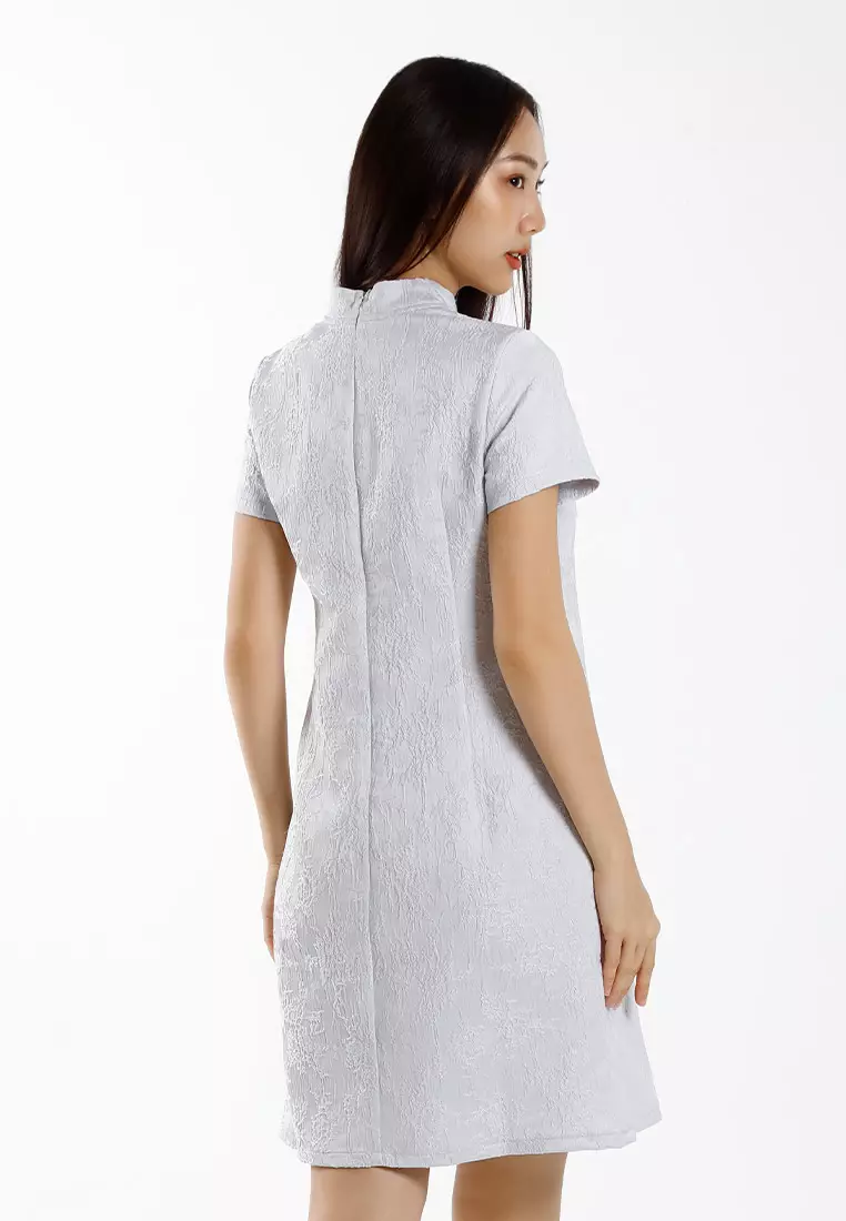 Forest Ladies Jacquard Cheongsam Dress Women A-Line Cheongsam - 885097-32LtBlue