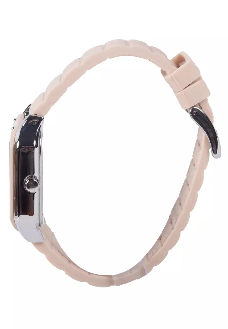 Jonas Jasmin - Jam Tangan Analog Wanita - Silver - Peach Rubber Strap - JJ-2221L-B
