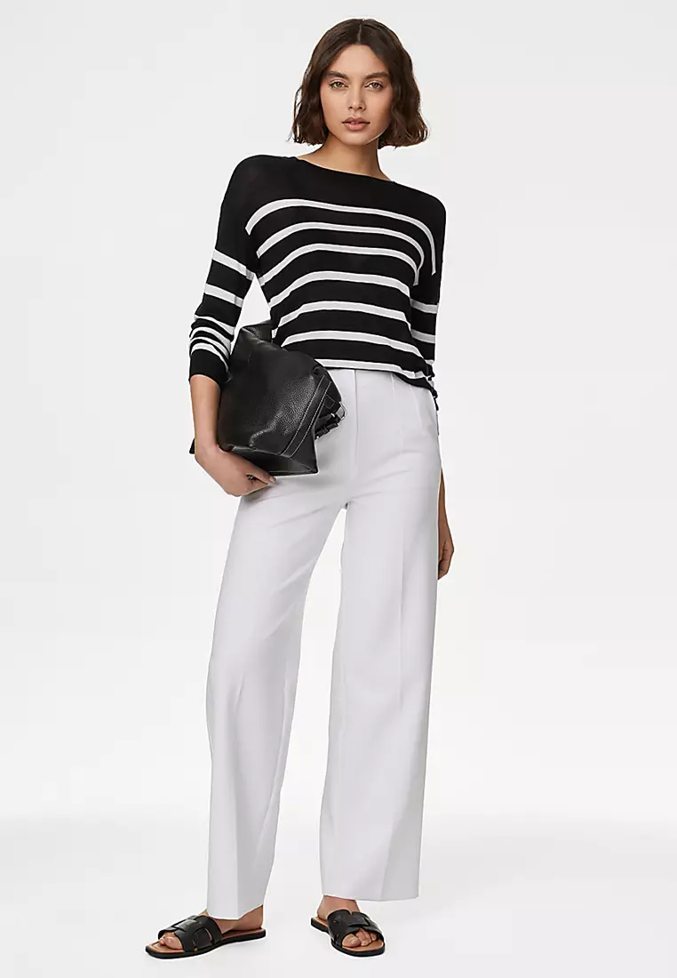 Lightweight Striped Crew Neck Jumper