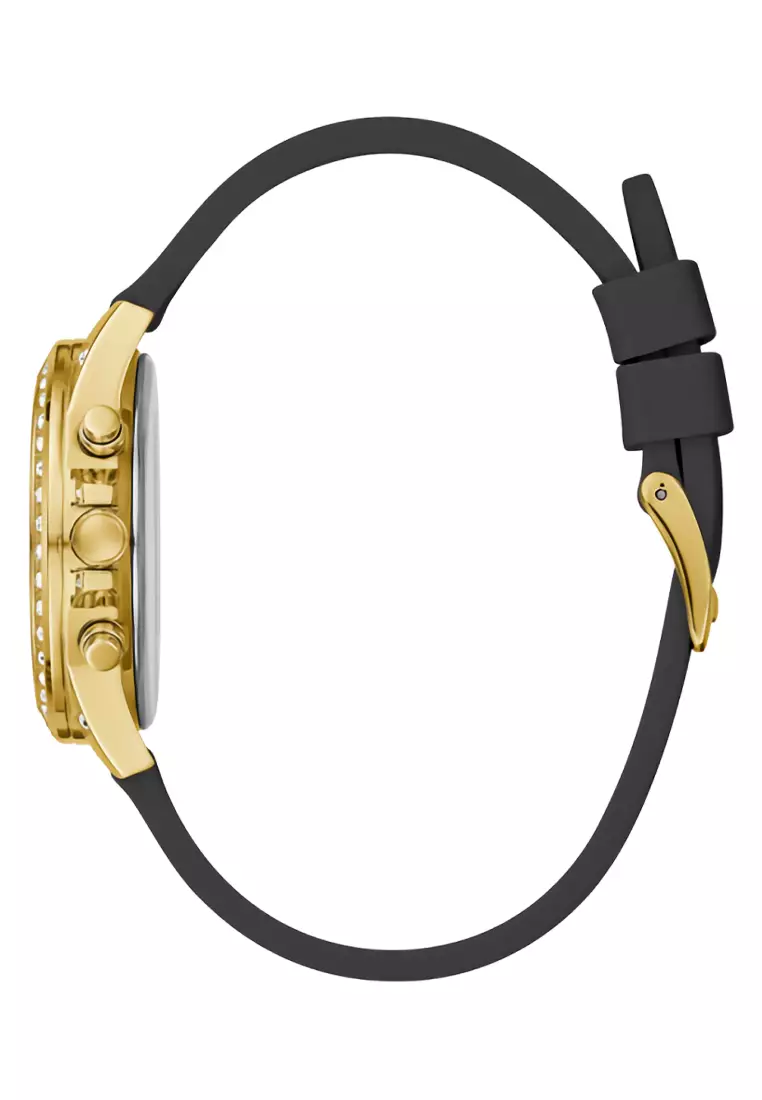 Guess Gemini GW0222L1 - Jam Tangan Wanita - Gold - Black Rubber Strap