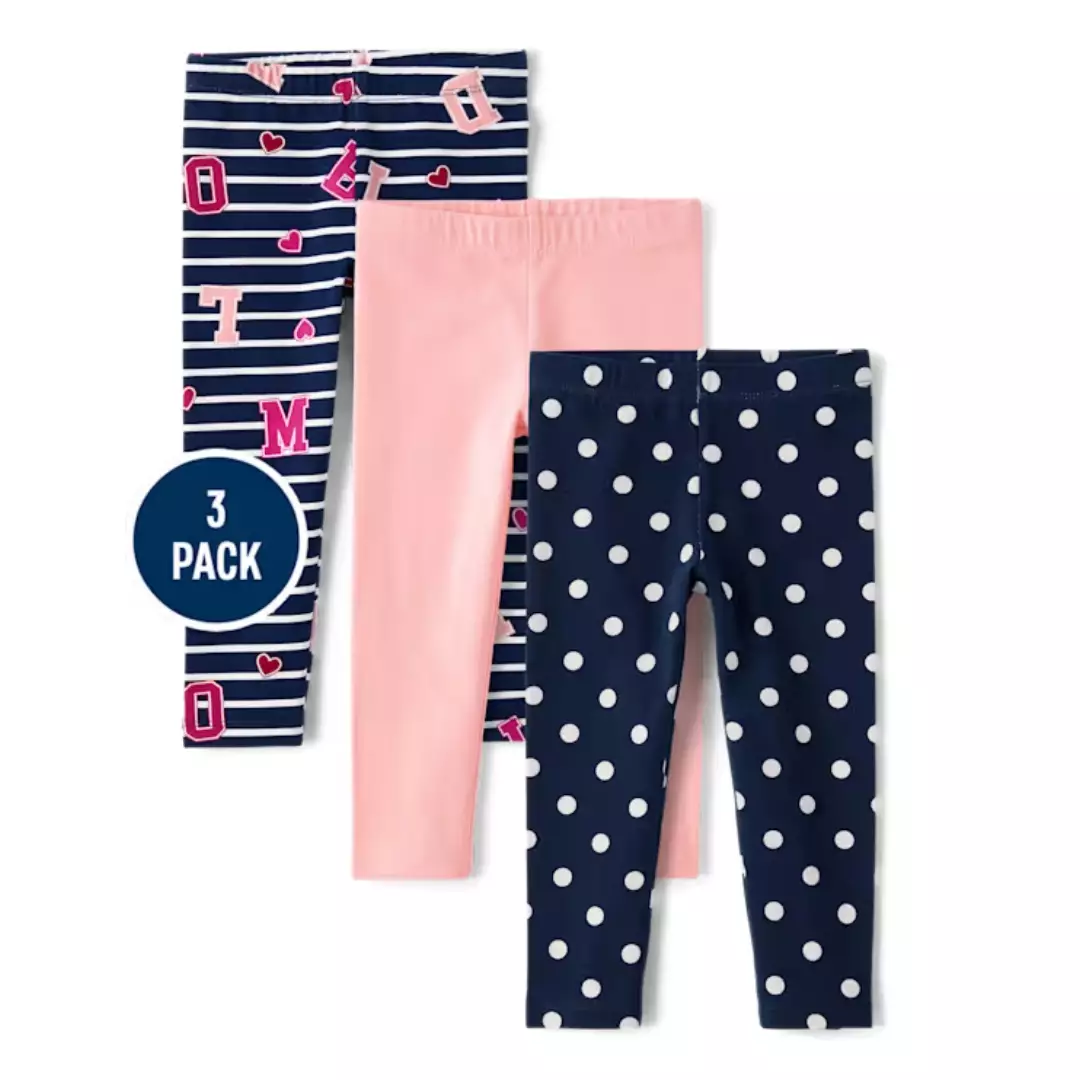Toddler Girls ABC Leggings 3Pk - Celana Panjang Bayi Perempuan (Biru)