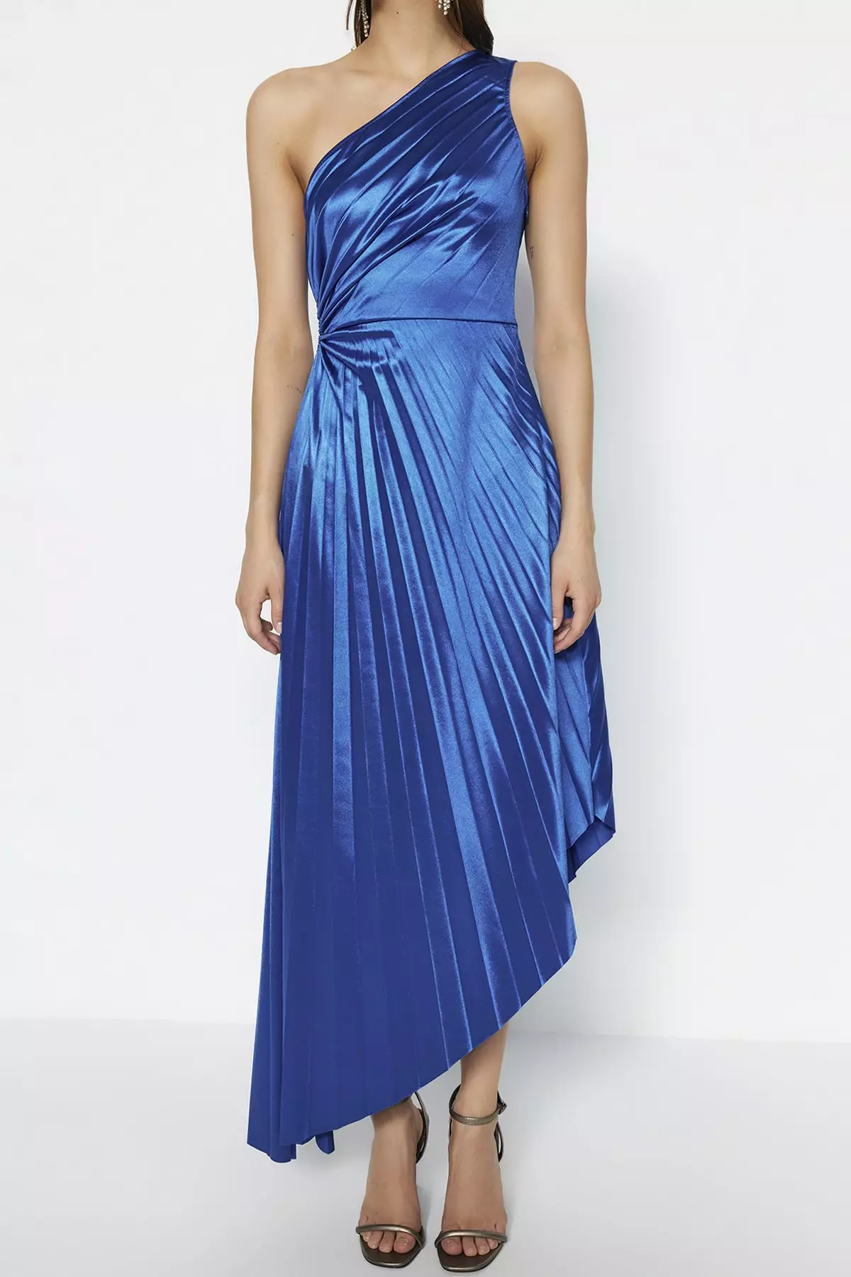 Asymmetrical Pleated Evening Dress