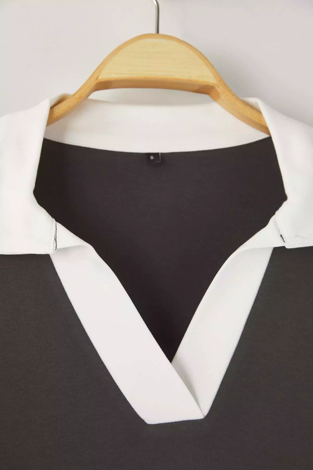 Anthracite Color Block Polo Neck Relaxed/Comfortable Pattern Knitted Sweatshirt