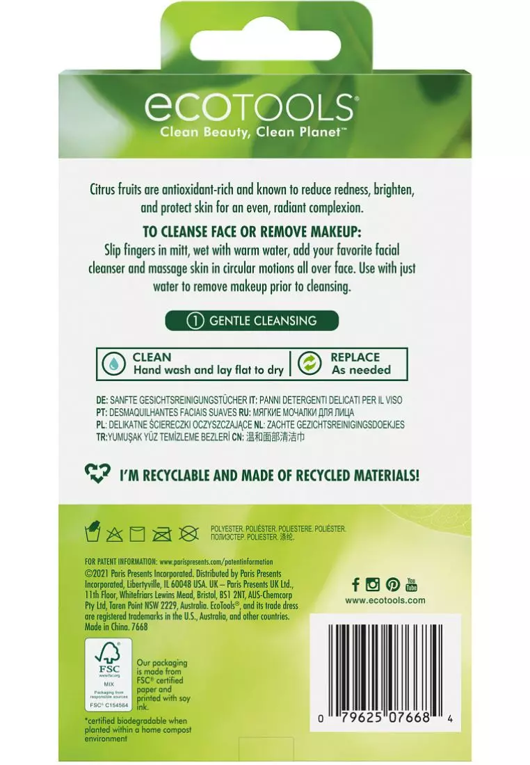 Eco Tools 7668 Gentle Facial Cleansing Cloths Citrus Infused