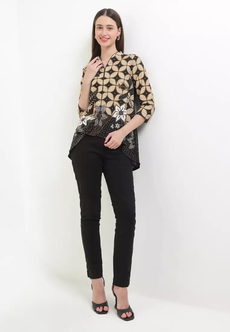 Blouse Atasan Wanita Batik Kerja Casual Furing Lining Kaviola