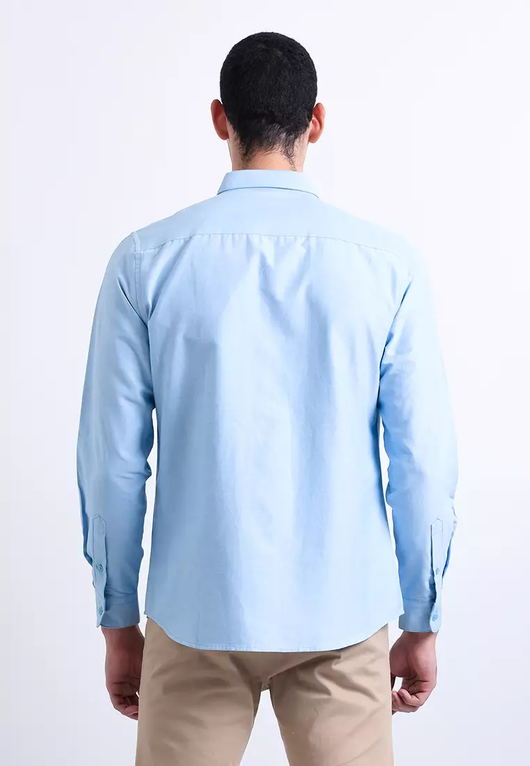 Manzone Kemeja Lengan Panjang Pria Slim Fit Foxy - Light Blue