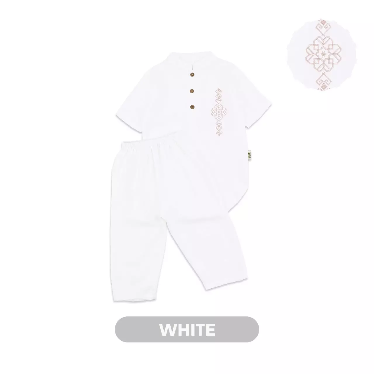 Mooi Adam Koko Set Setelan Koko Anak Raya Collection Basic Series 2026 - White