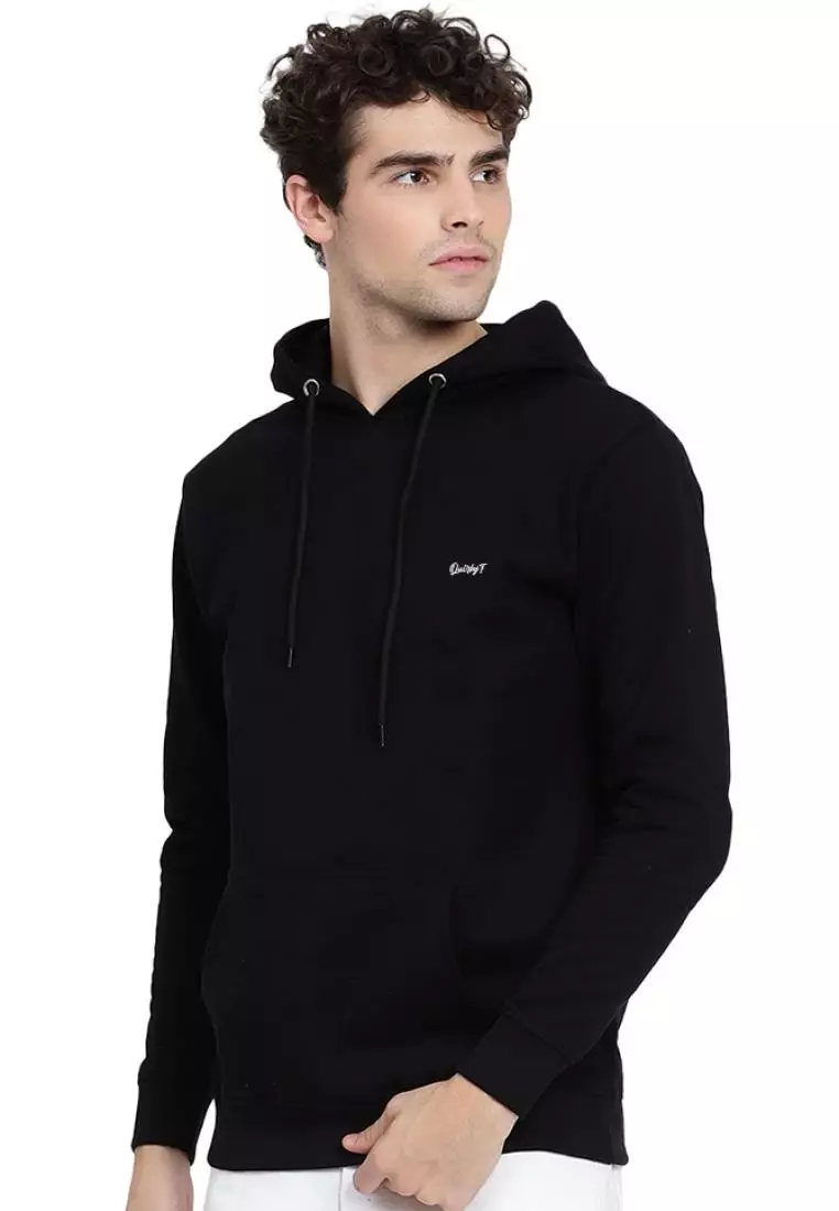 Mens Hardcore Skull Graphic Print Black Cotton Relaxed Fit Training Hoodie