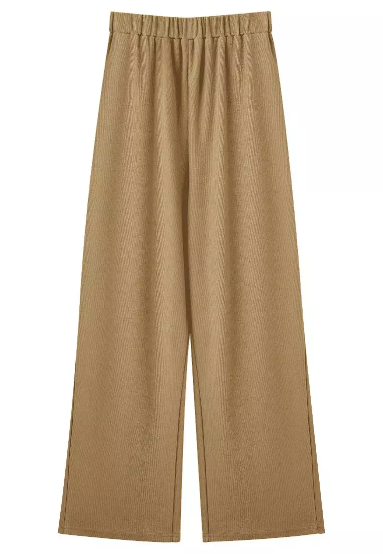 Relaxed-Fit Casual Pants with Stretch Elastic Waistband [BA7370]