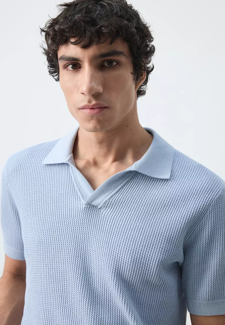 100% Cotton Knitted Structure Polo Shirt