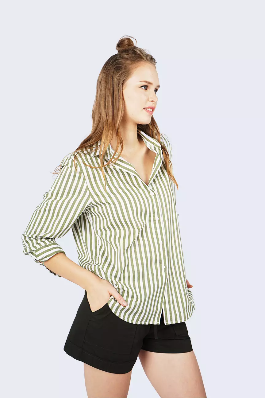 Kemeja Wanita Svea White Green