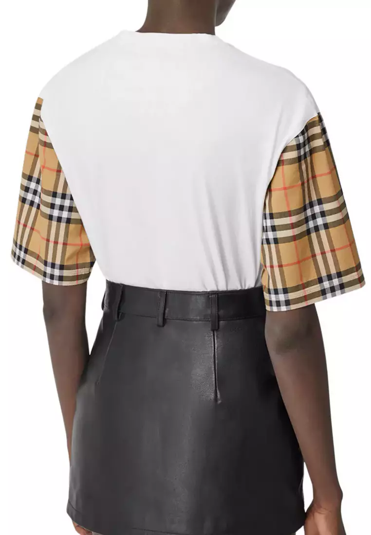 Burberry vintage check sleeve t shirt on sale