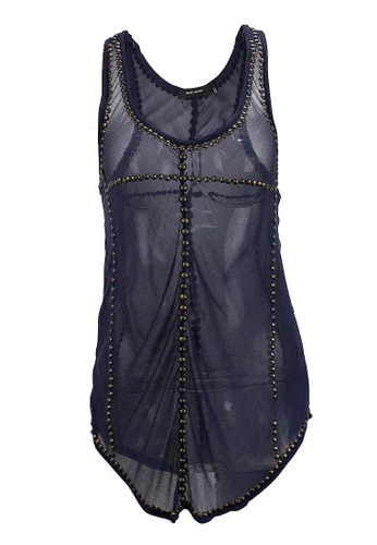Isabel Marant navy ISABEL MARANT  NAVY SILK SLEEVELESS SHELL TOP WITH METAL EMBELLISHMENTS THROUGHOUT ADB99AA17C69A9GS_1