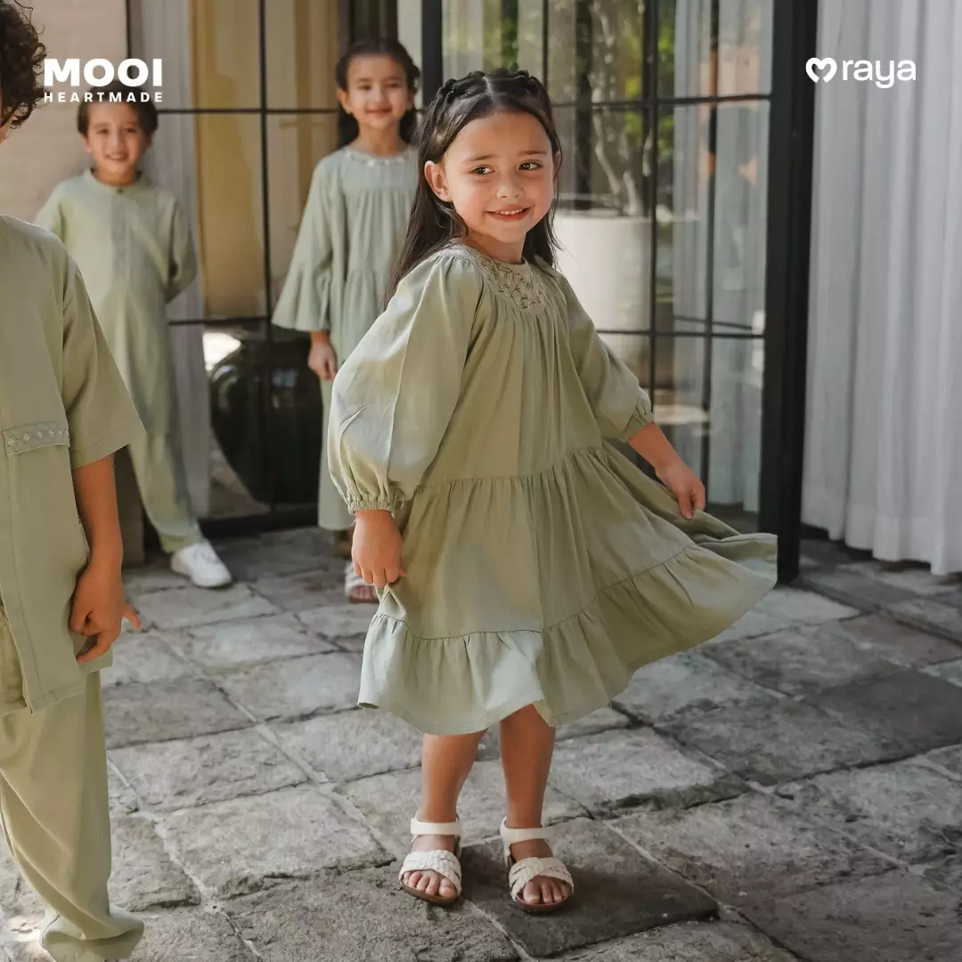 Mooi Dress Anak Gamis Anak Perempuan Raya Collection Alara Dress V1 - Clary Sage