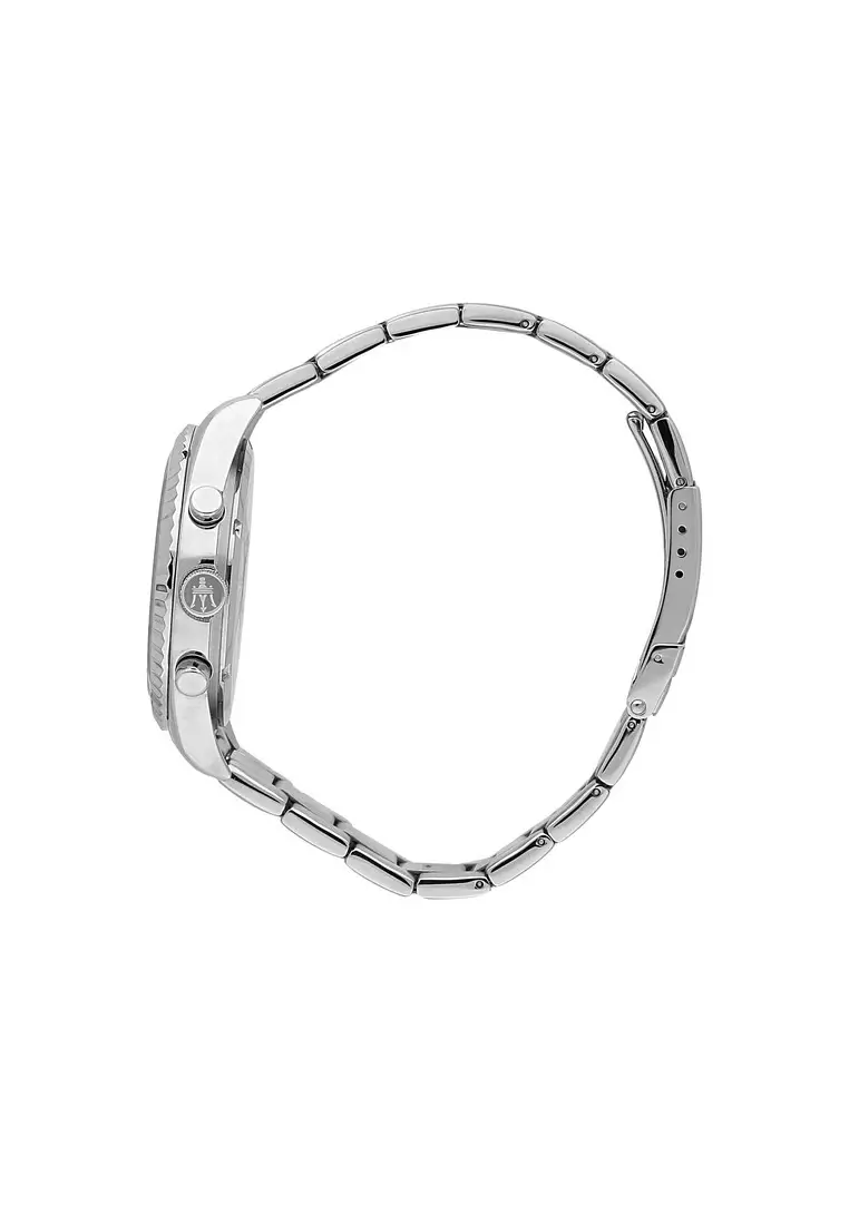 【2 Years Warranty】Maserati Competizione 43mm Blue Dial Silver Stainless Steel Chronograph Men's Quartz Watch R8853100022 With Luminous Dial Hands