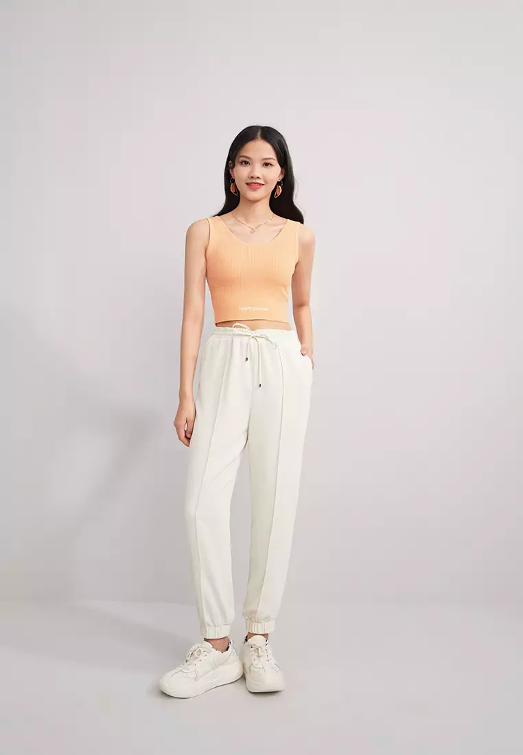 Buy Hopeshow Elastic Waist Contrast Fold Jogger Pants Online