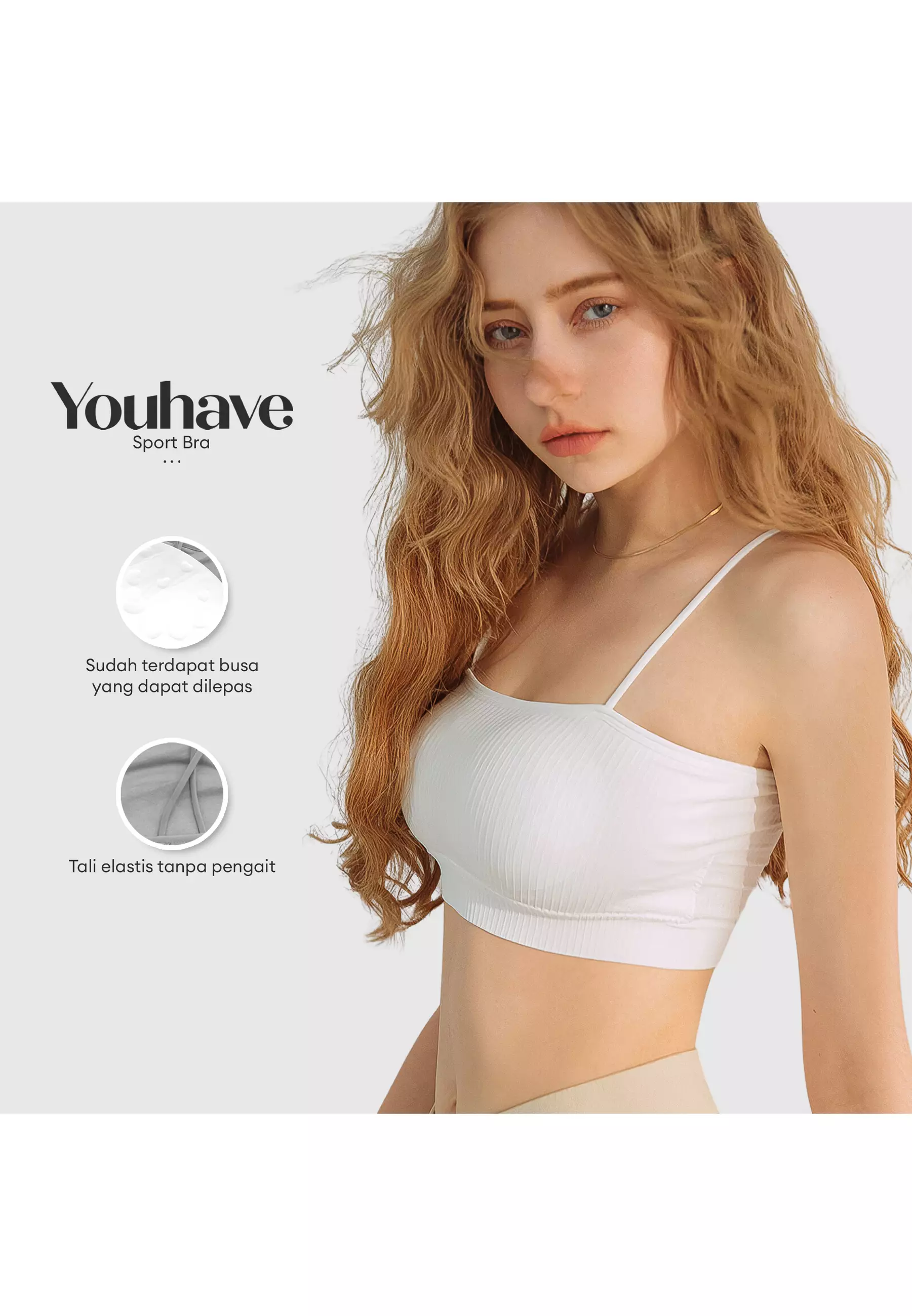 You’ve (YouHave) Tanktop Busa Tali Tank Top Crop Top Croptop Wanita Tali Spaghetti Sport Bra 100076