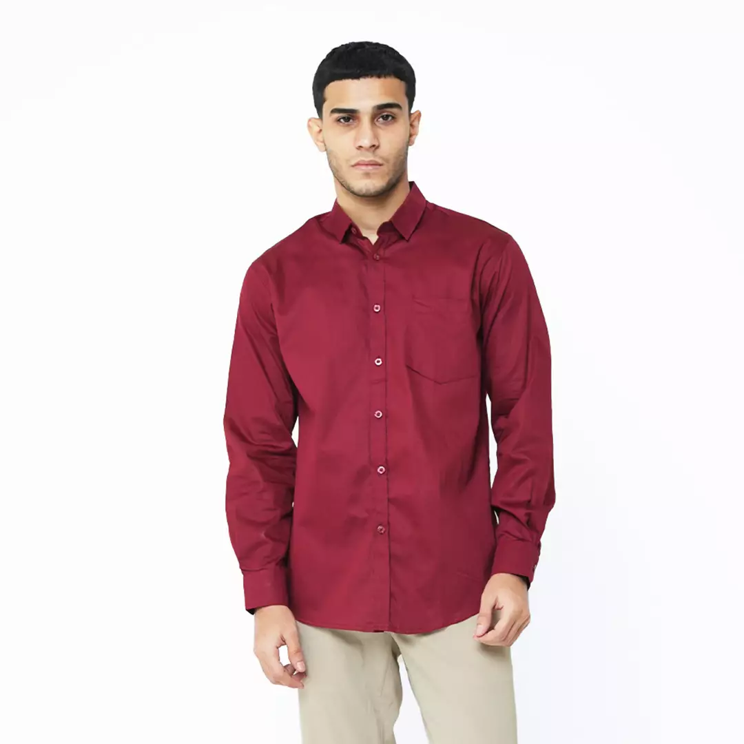 Casella Kemeja Pria Lengan Panjang Polos | Kemeja Premium Gallant 7774 Maroon