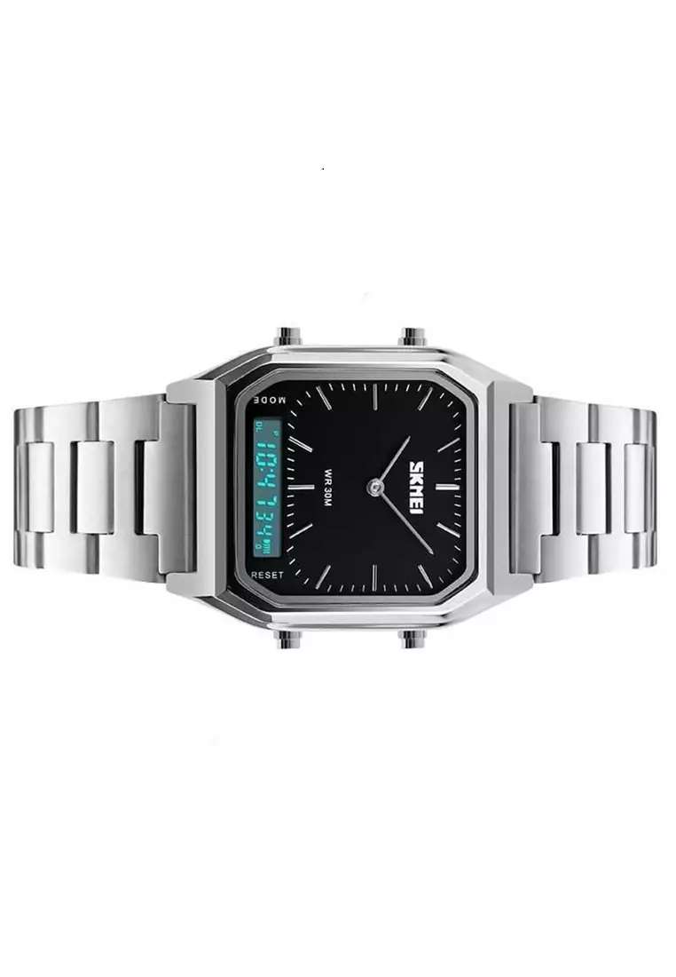 Jam Tangan Digital Analog Pria Waterproof Many Function Strap Tali Material Stainless Steel PQ01 ORIGINAL