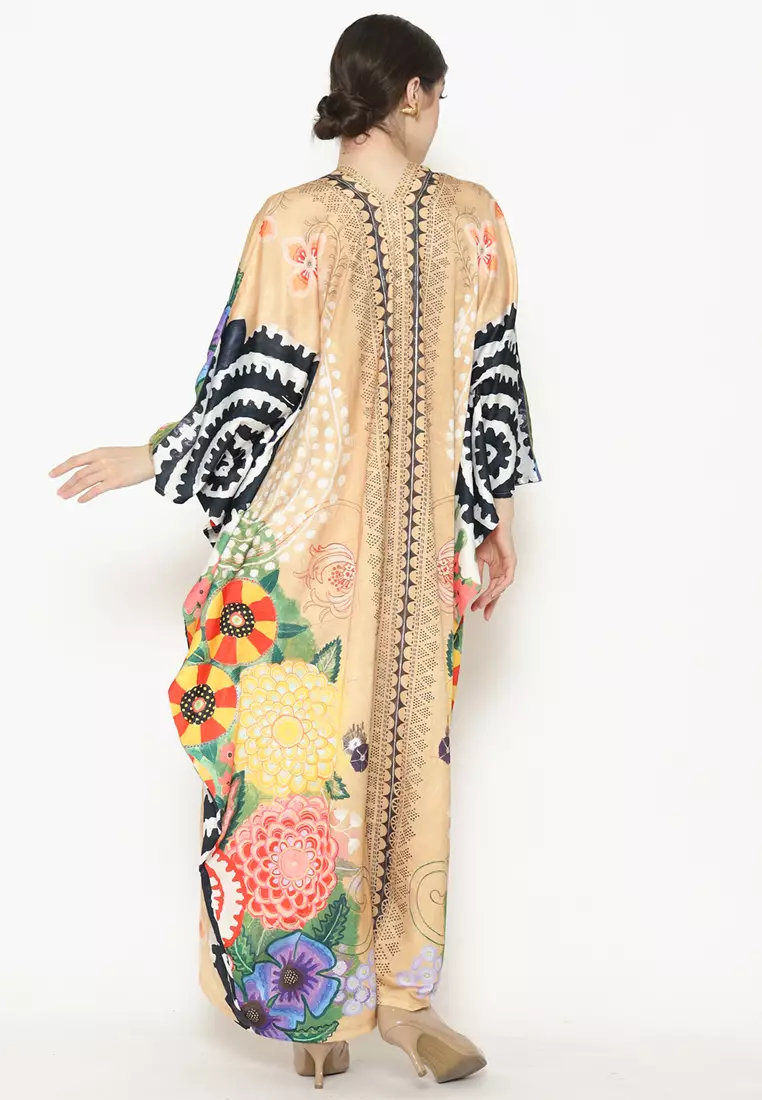 Kanzi Long Sleeve Monochrome Ethnic Kaftan
