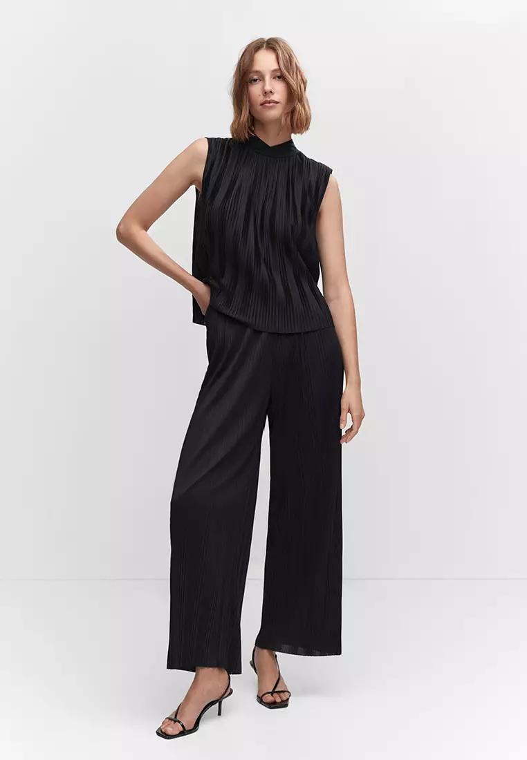 Buy Mango Pleated Wide Leg Trousers Online | ZALORA Malaysia