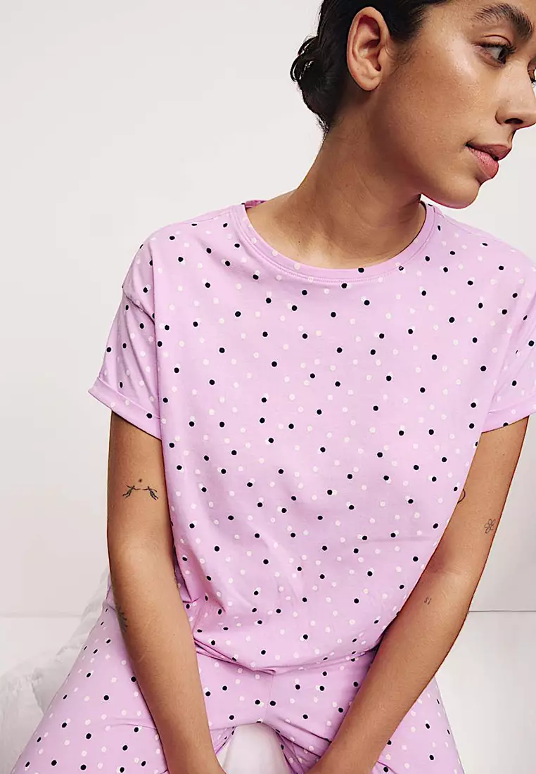 Cotton Rich Leaf Print Pyjama Set